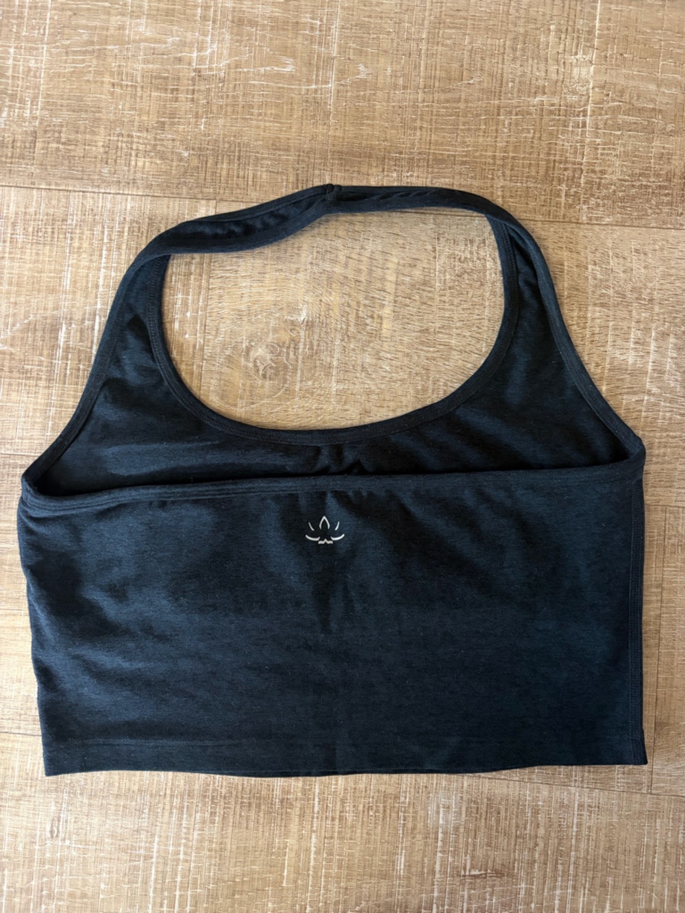 Beyond Yoga Spacedye Crop Halter Tank Built-In Bra Darkest Night Black Women’s L